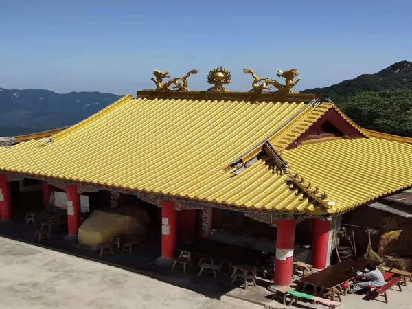 天津古建寺庙鎏金金属铝瓦施工案例